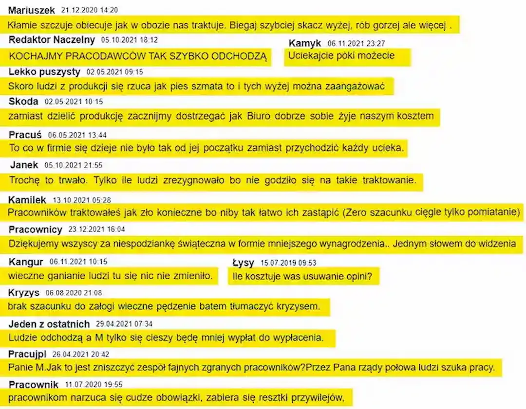 komentarze opublikowane po okresie zatrudnienia Jakuba Regulskiego