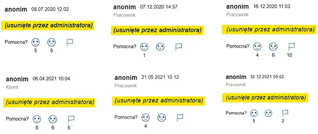 usunięte komentarze