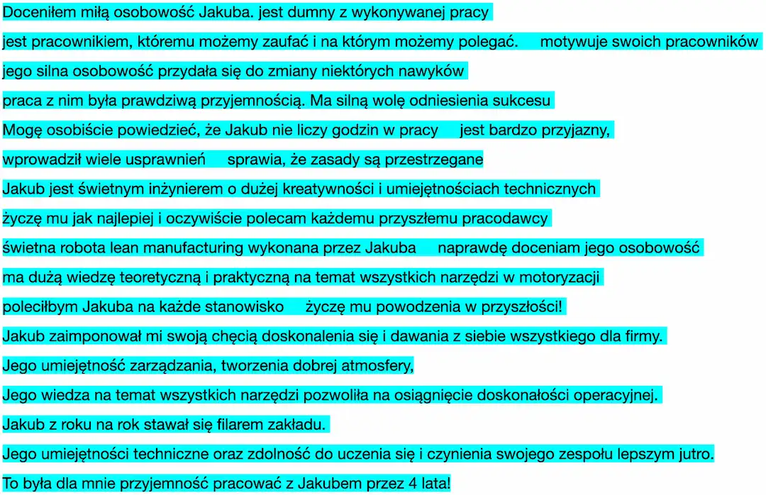 referencje otrzymane przez Jakuba Regulskiego